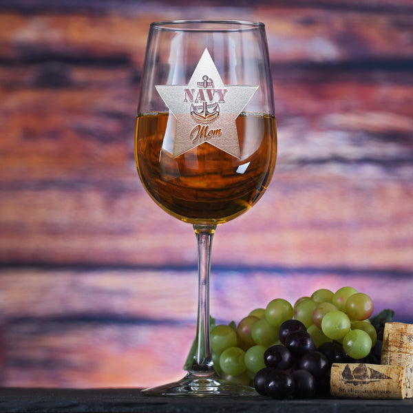 Navy Mom Wine Glass Gifts