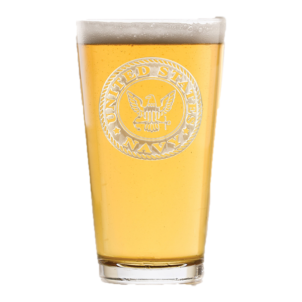 Deep Carved Navy Pint Glass