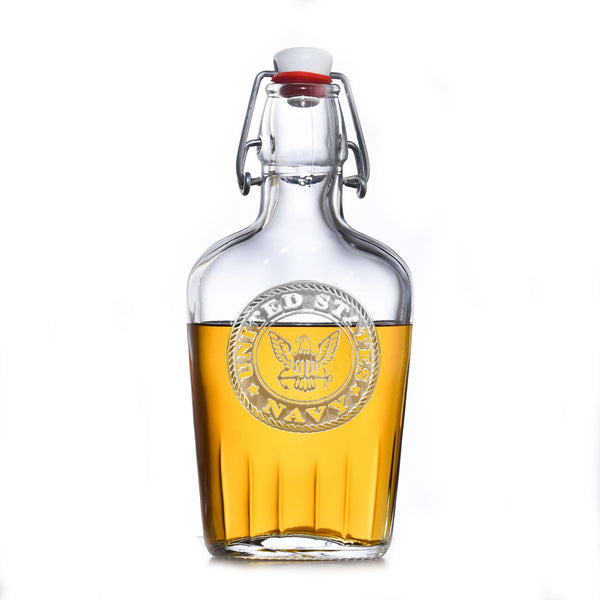 Navy Seal Insignia Engraved Whiskey Flask Gift