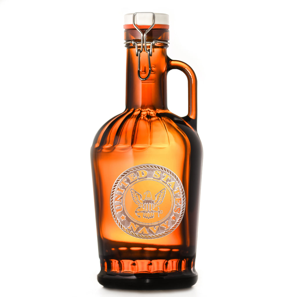 Navy Flip or Swing Top Grolsch Beer Growler Engraved