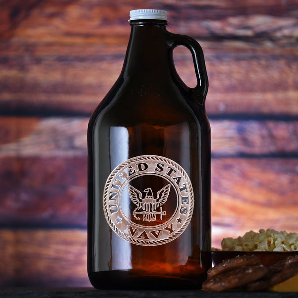 Navy Engraved Beer Growler Gift