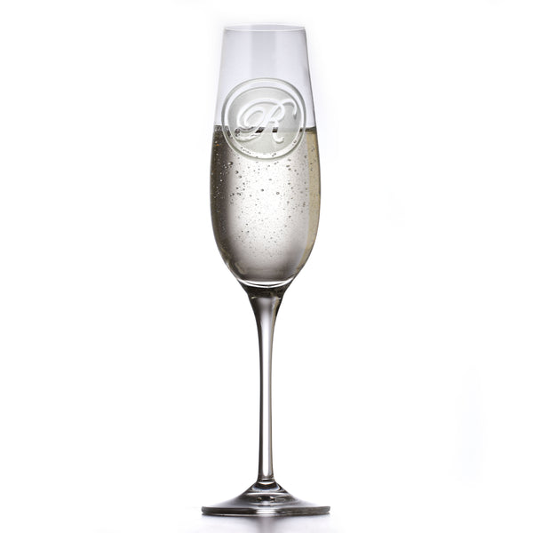 Monogram Engraved Crystal Champagne Glass