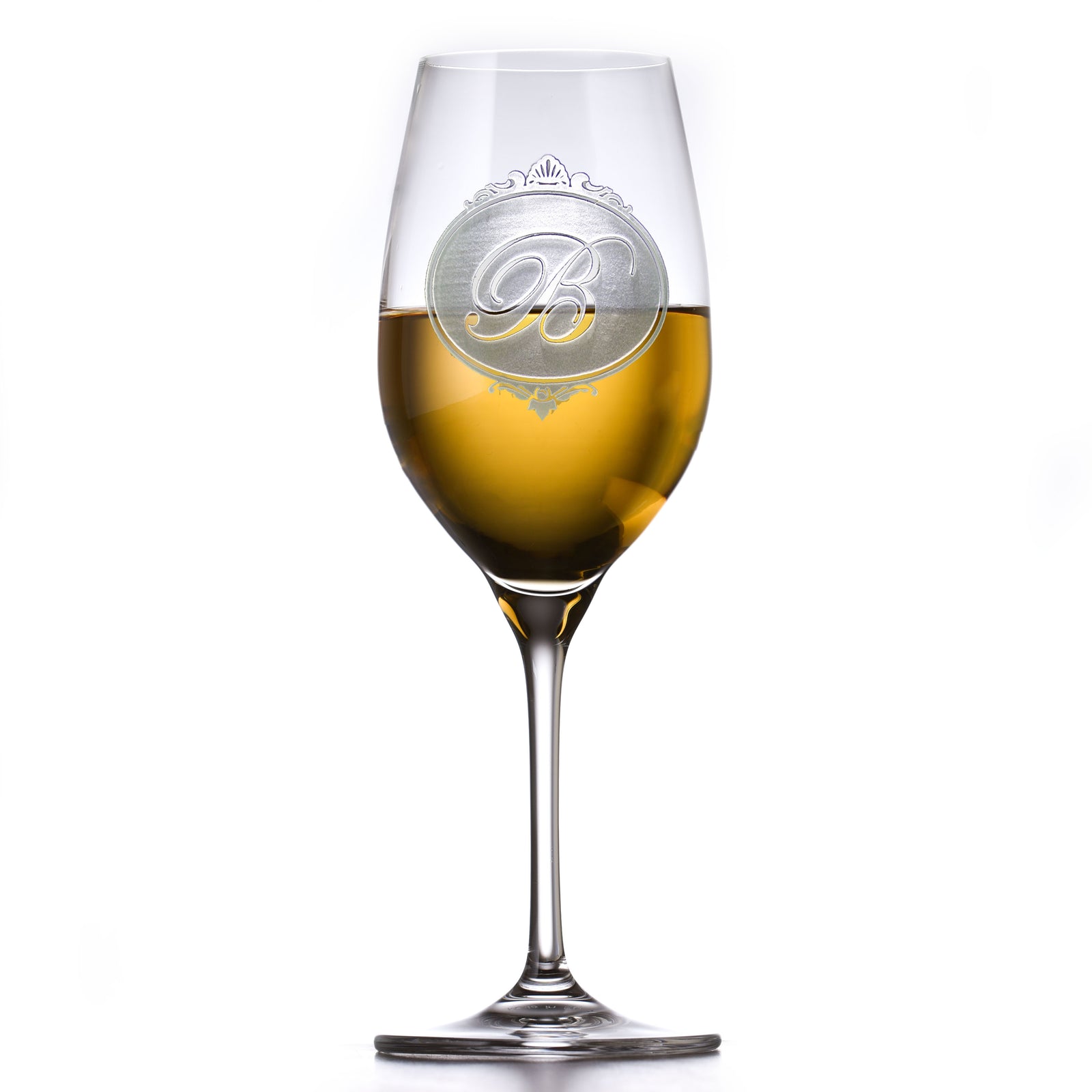 Engraved, Monogrammed Crystal White Wine Glass