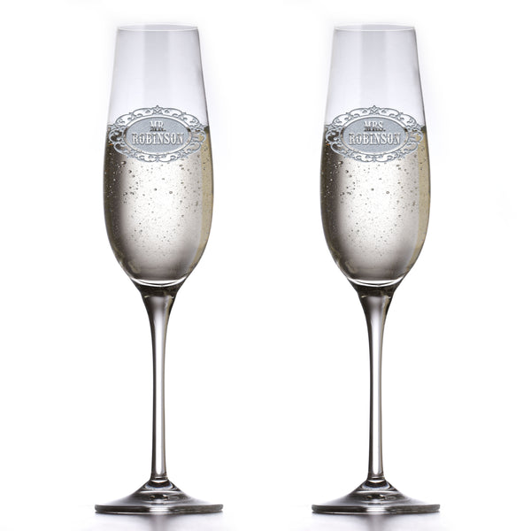 Personalized Crystal Mr. and Mrs. Toasting Flutes