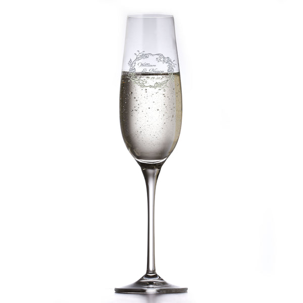 Engraved Crystal Wedding Toasting Flutes