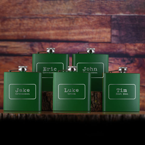 Groomsmen Custom Pocket Flask Gifts - Set of 5