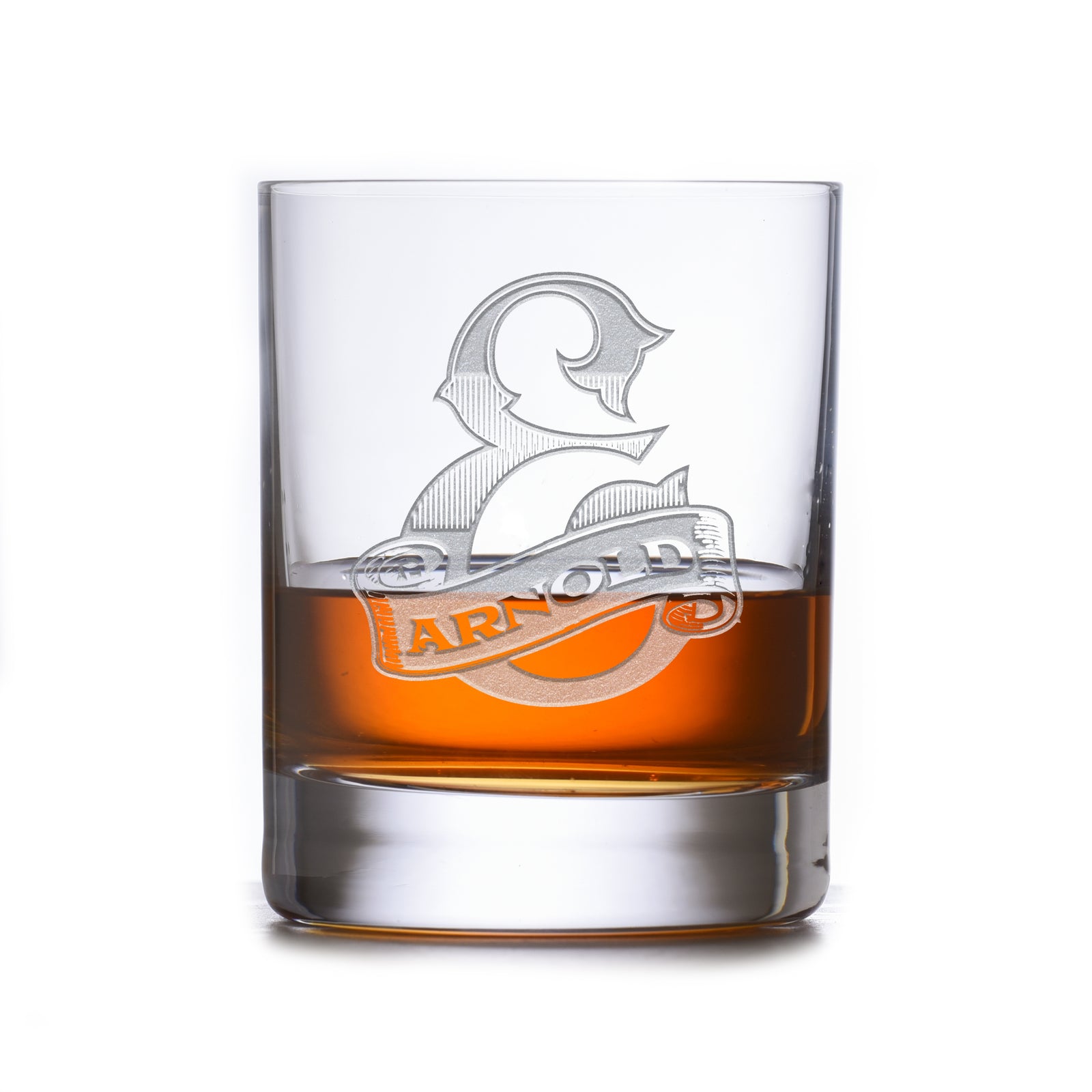 Monogrammed Stolzle Crystal Rocks, DOF, Whiskey Glass