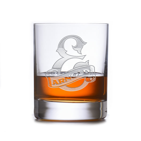 Monogrammed Stolzle Crystal Rocks DOF Whiskey Glass