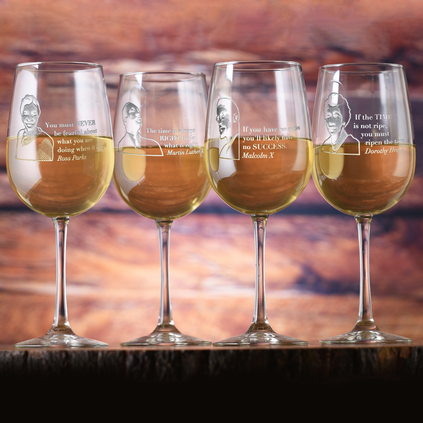 Black Leader Quotes Wine Glass Set "Love Knows No Color"