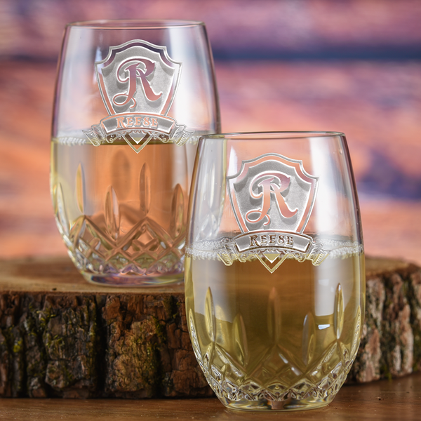 Waterford Crystal Stemless Wine Glasses, PAIR