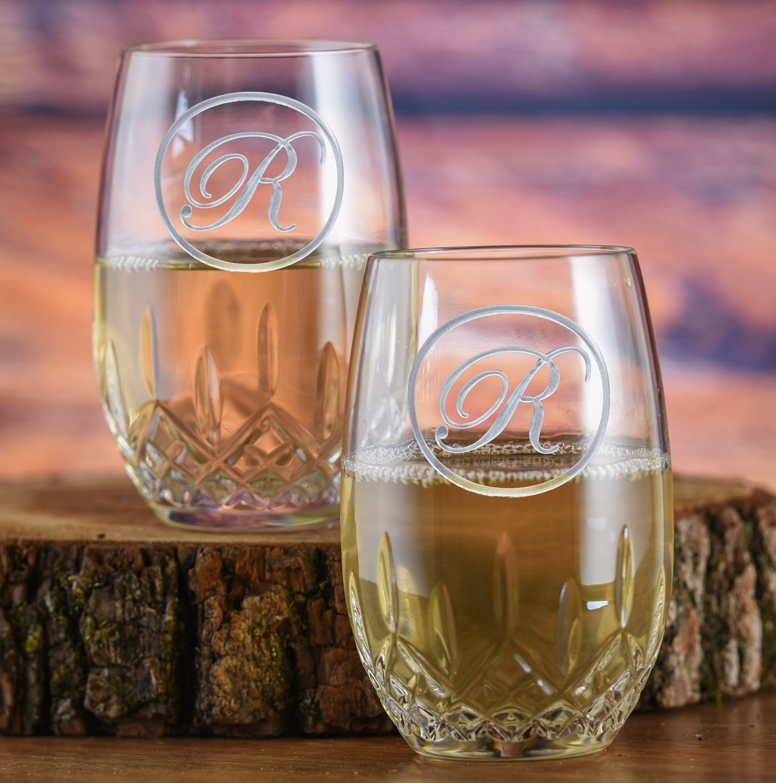 Engraved Crystal Stemless Wine