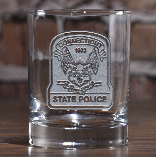 Connecticut State Police Whiskey Rocks Glass