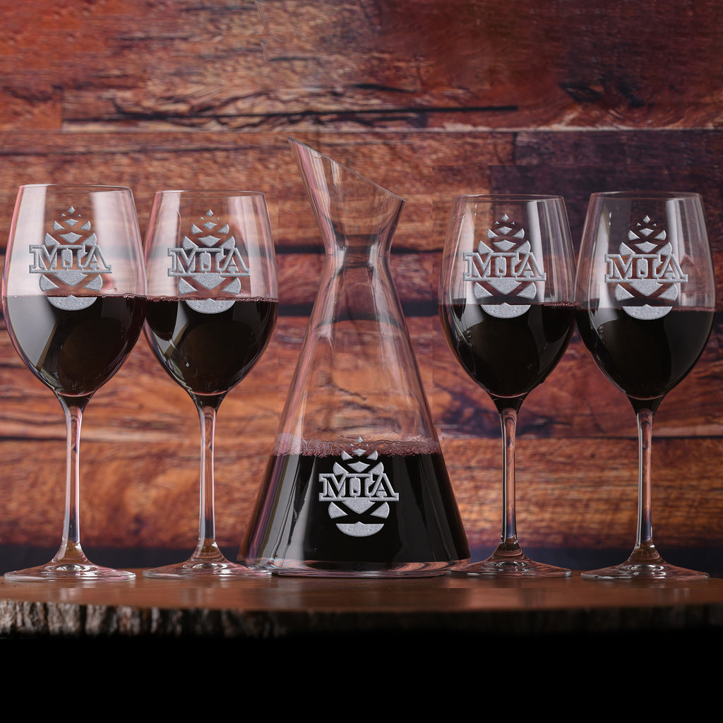 Custom Pinecone Crystal Wine Decanter Gift Set