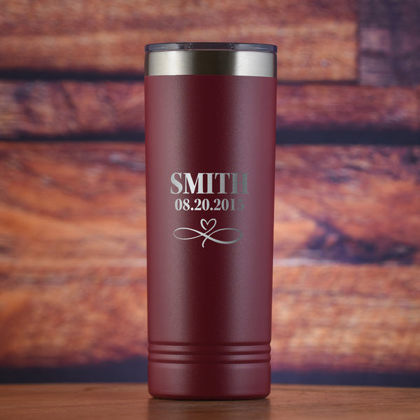Wedding Favor Gift Skinny Travel Tumbler 22 oz