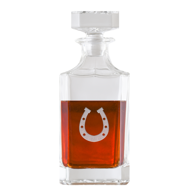 Deep Carved Horseshoe Square Whiskey Decanter Wholesale
