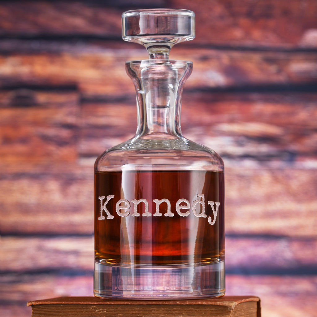 Typewriter Font Personalized Whisky Scotch Decanter