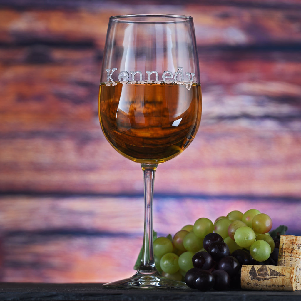 Typewriter Monogrammed Wine Glass