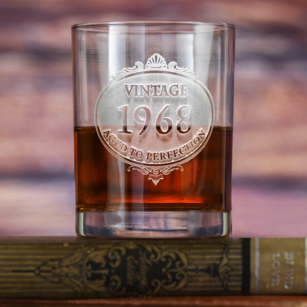 Customized Engraved Vintage Year Whiskey Glasses
