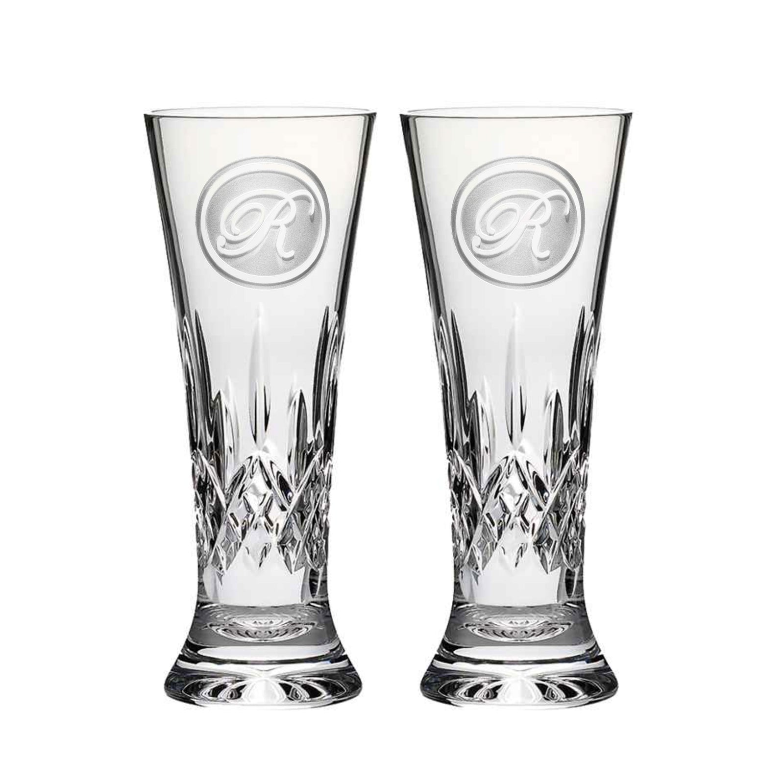 Engraved, Waterford Crystal, Beer Pilsner Pair