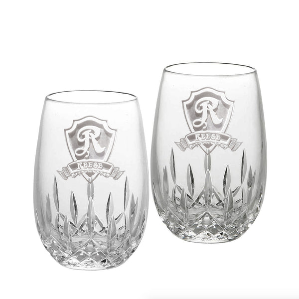 Waterford Crystal Stemless Wine Glasses, PAIR