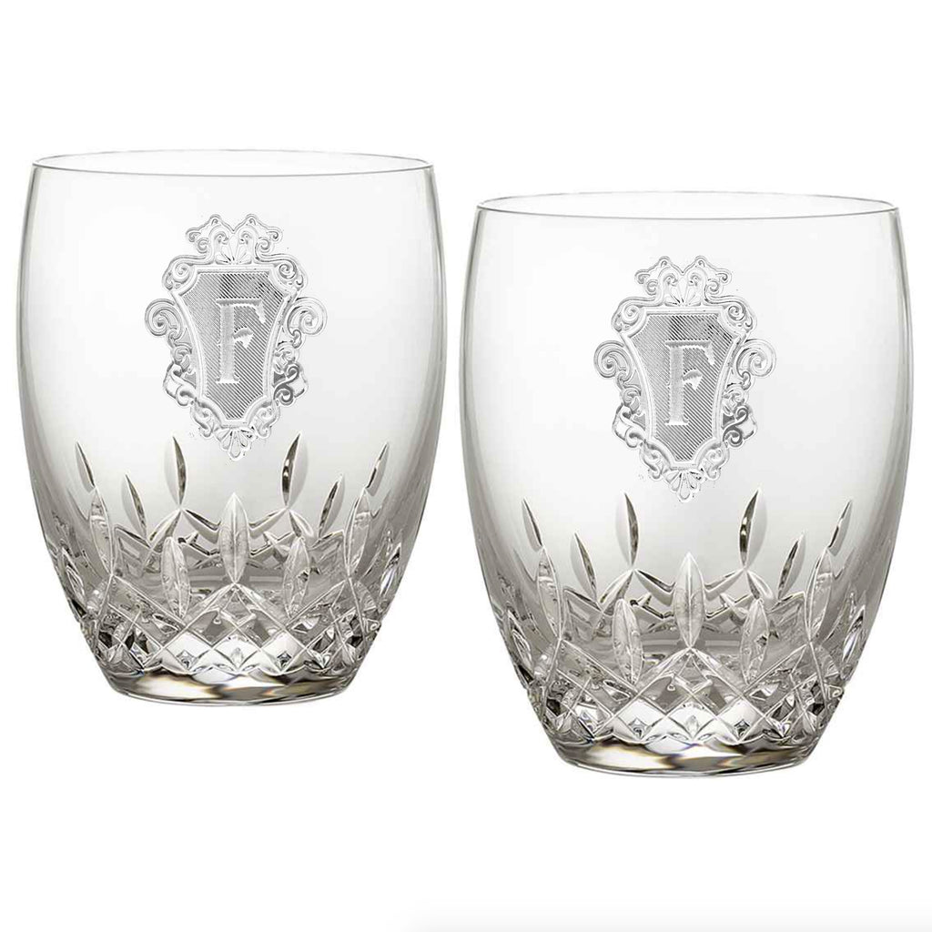 Engraved Waterford Crystal Whiskey Glasses, PAIR
