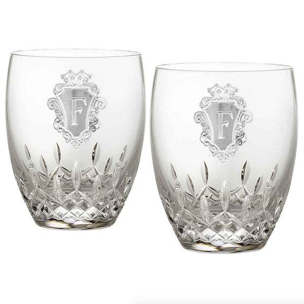 Engraved Waterford Crystal Whiskey Glasses, PAIR