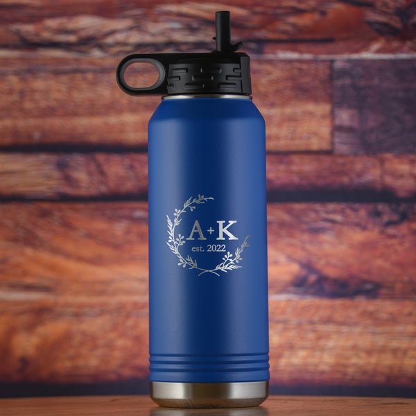 Bride and Groom Favors Gifts Custom Engraved Insulated Water Bottle