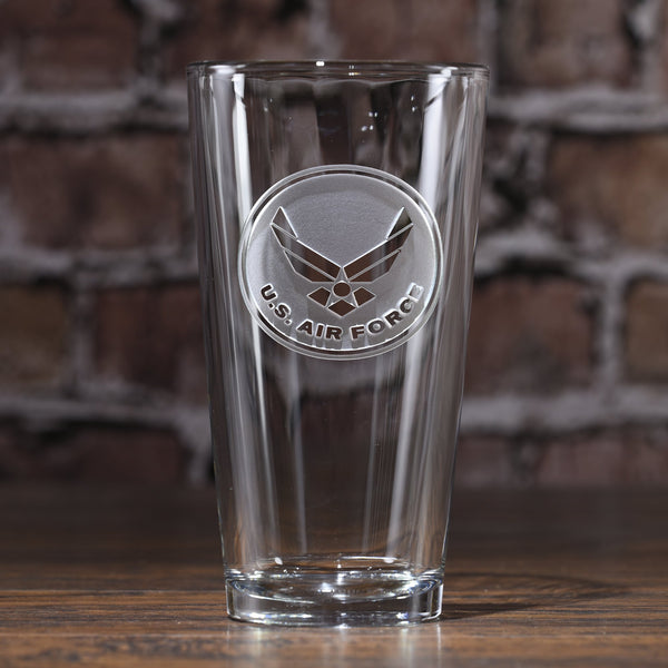 Engraved Air Force Pub Pint Beer Glass