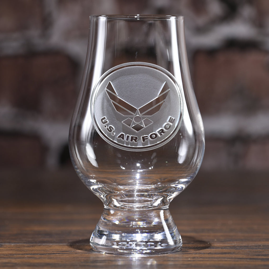 Engraved Air Force Glencairn Whisky Glass