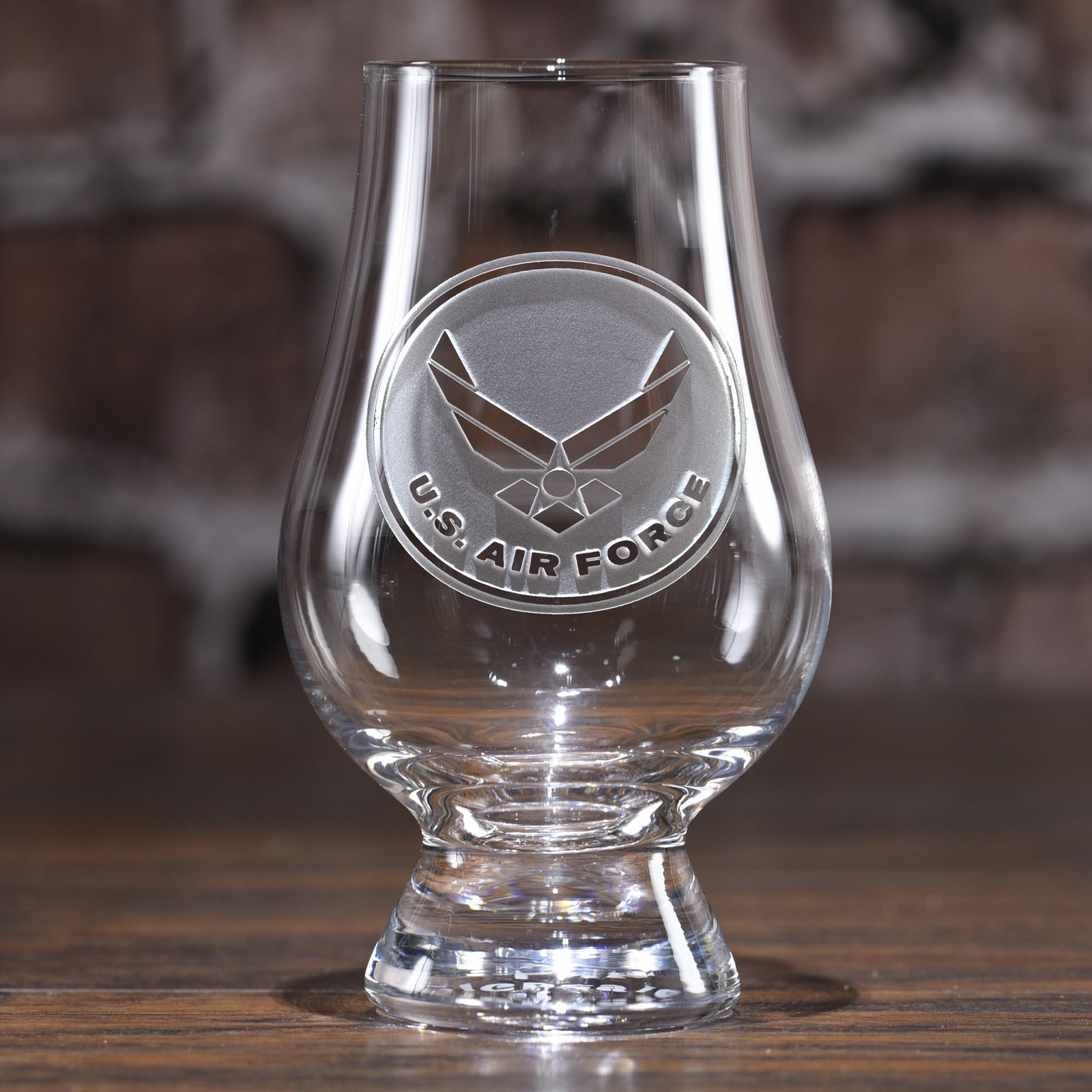Engraved Air Force Glencairn Whisky Glass
