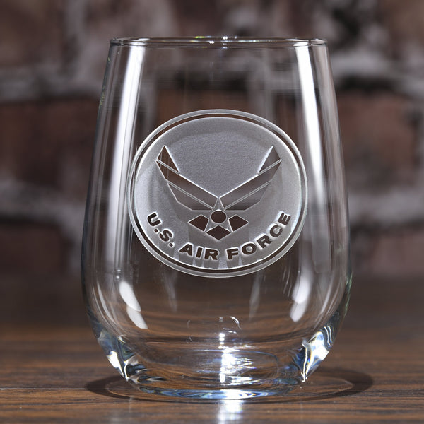 Deep Engraved Air Force Stemless Wine