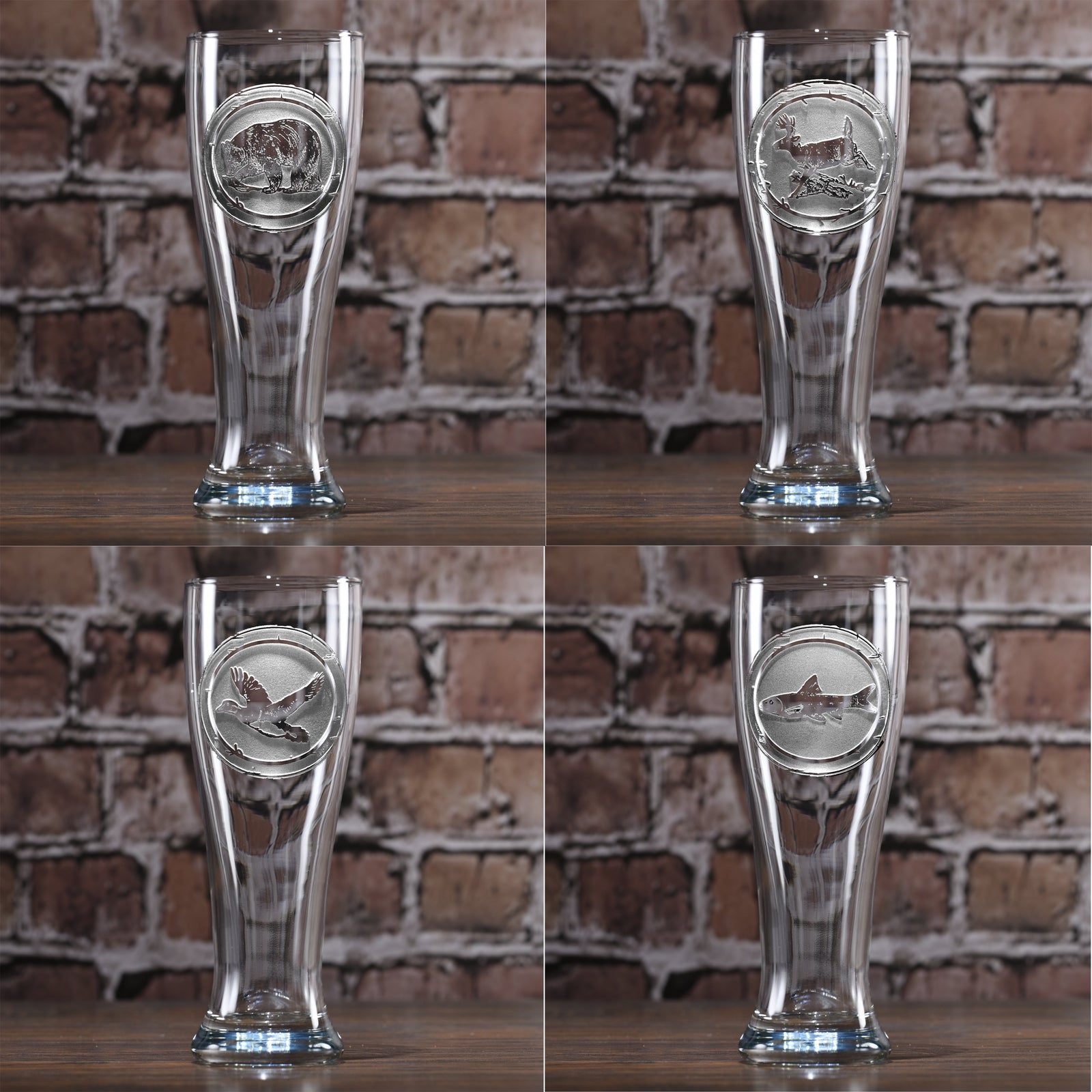 Woodlands Animals Pilsner Glasses