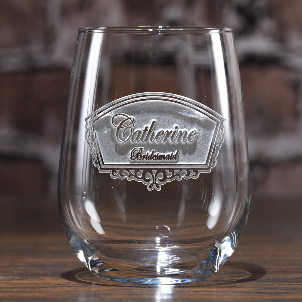 Bridesmaid Gift Stemless Wine Glass