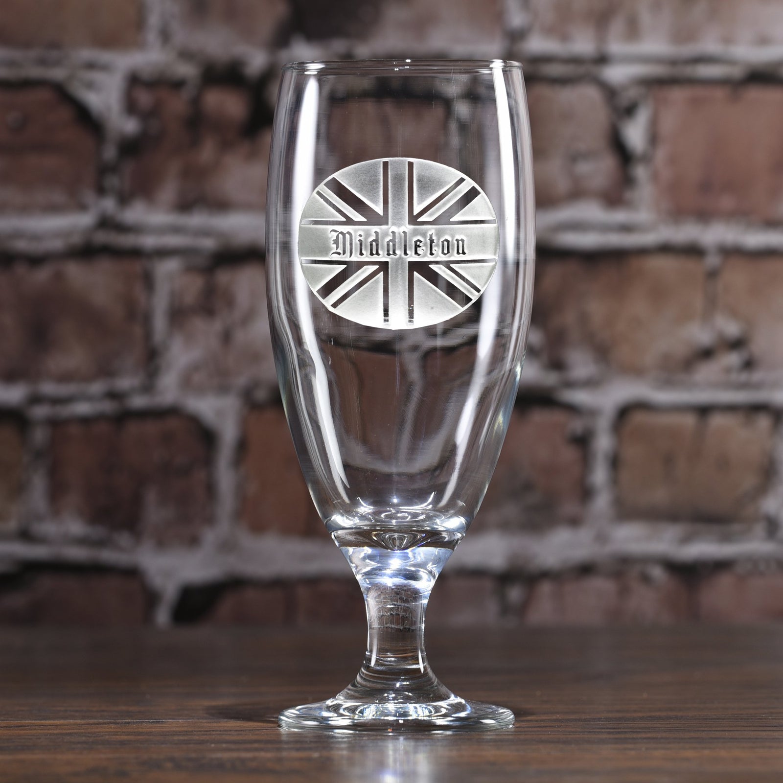 British Flag Engraved Water Goblet