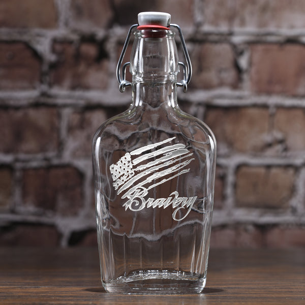 Bravery Flag Stars and Stripes Engraved Flask Gift for Men