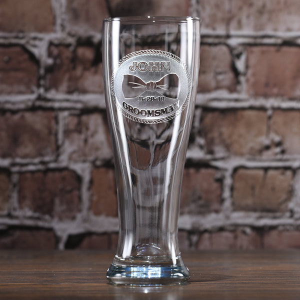 Groomsman Bowtie Pilsner Glass