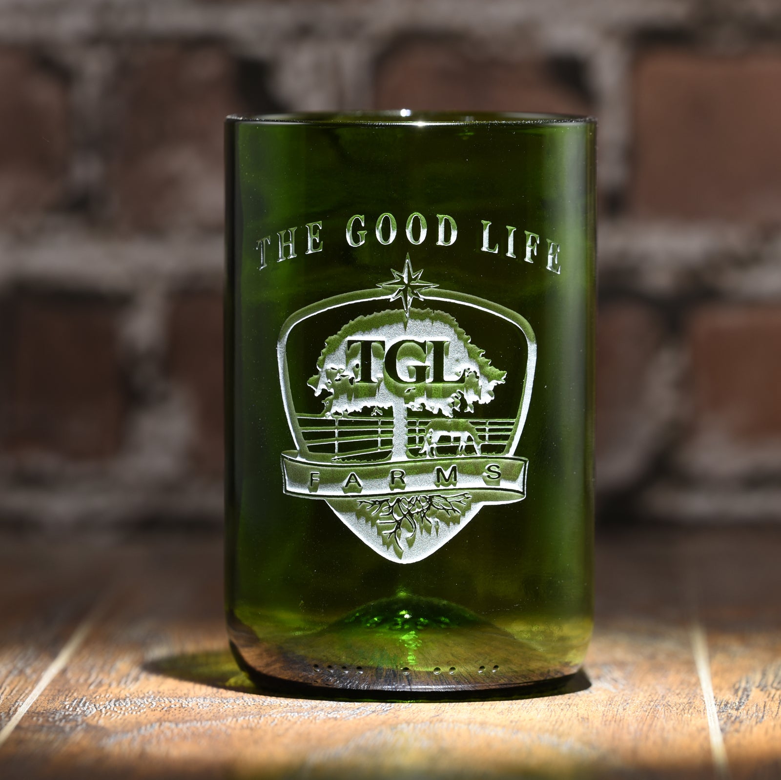 Green, Recycled Wine Bottle Glass - with Your Logo
