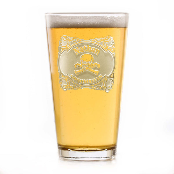 Groomsman Skull and Bones Pint Beer Glass | Groomsmen Gifts Ideas