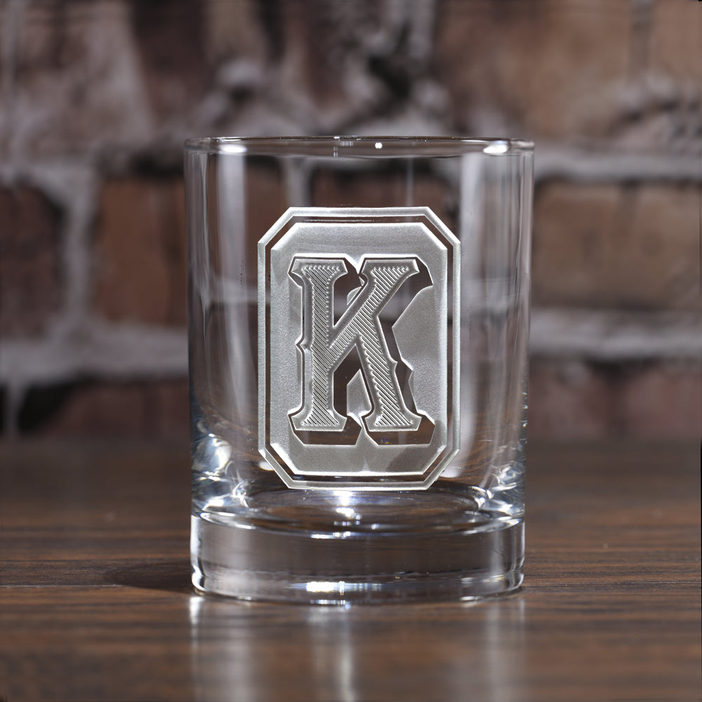 Monogrammed Full Emerald Design Whiskey Glass