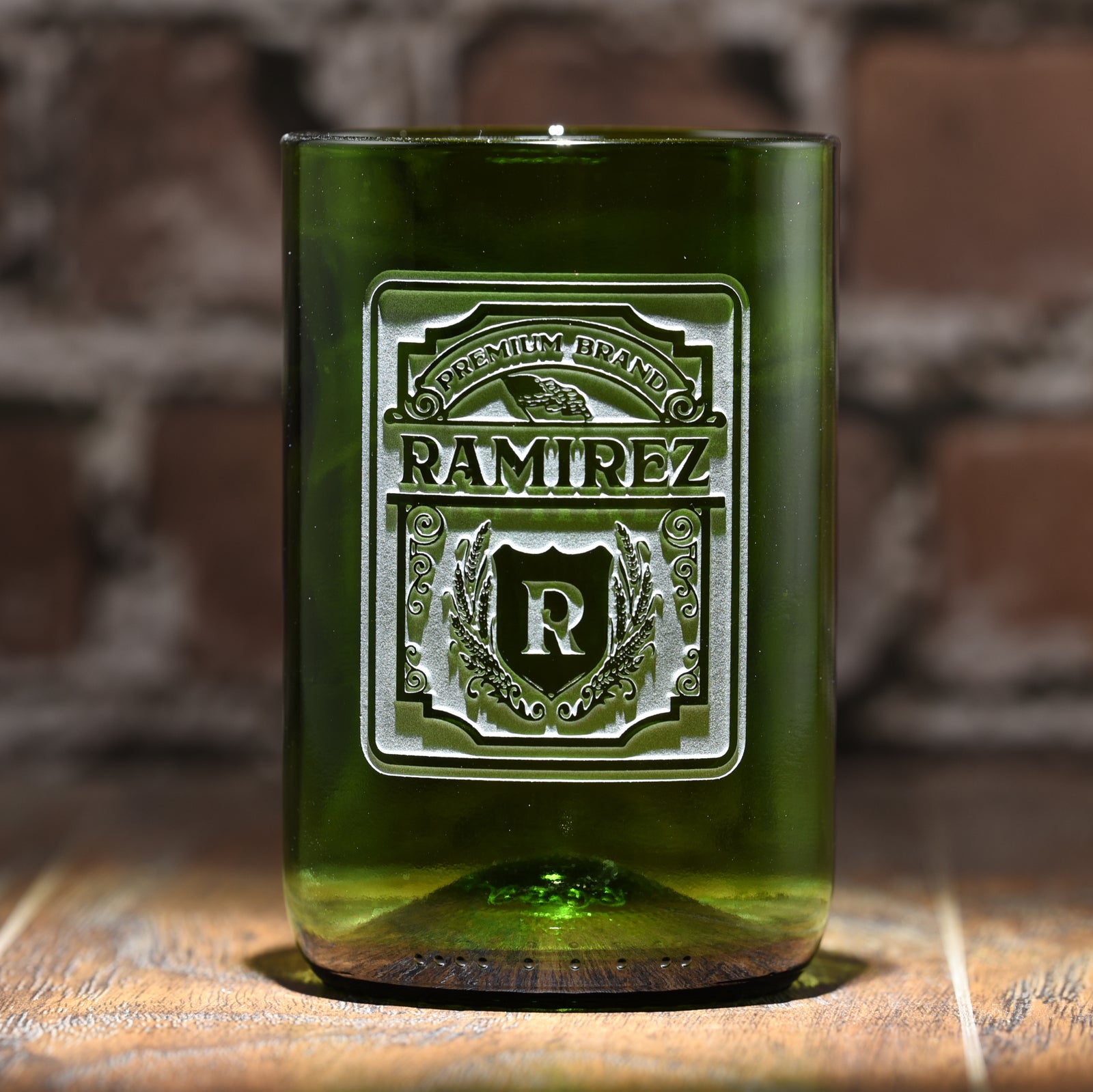 Personalized Label Green Recycle Wine Bottle Glass Tumbler