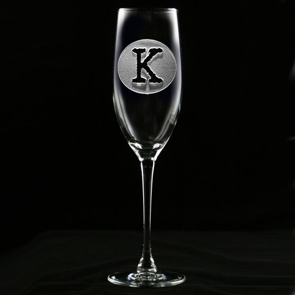 Initial Circle Engraved Champagne Flute