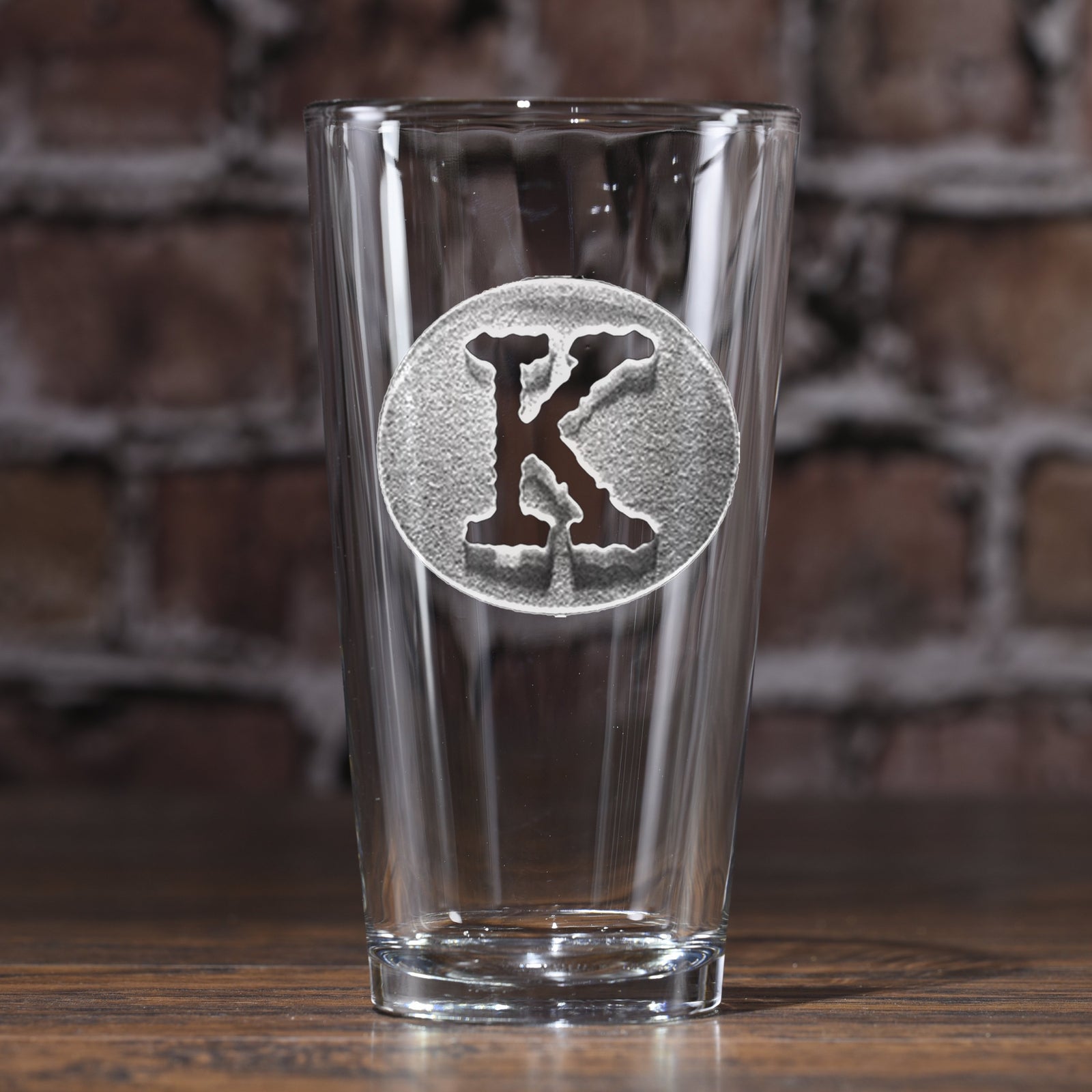 Initial in Circle Pint Pub Glass