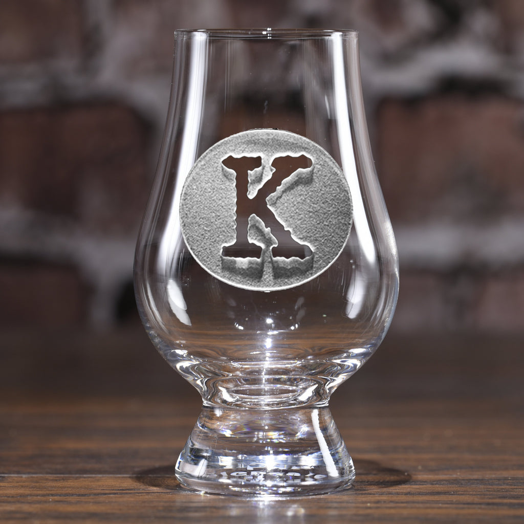 Typewriter Font Engraved Glencairn Glass