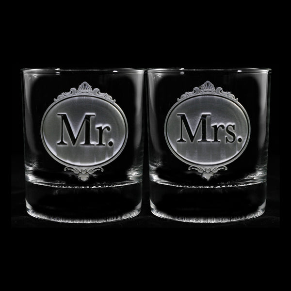 Engraved Mr. and Mrs. Whiskey Glasses