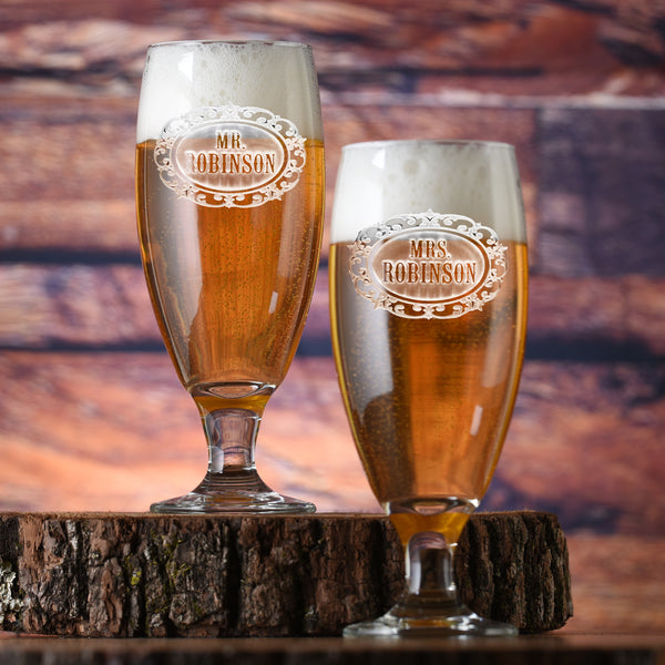 Mr. and Mrs. Personalized Engraved Goblet Set
