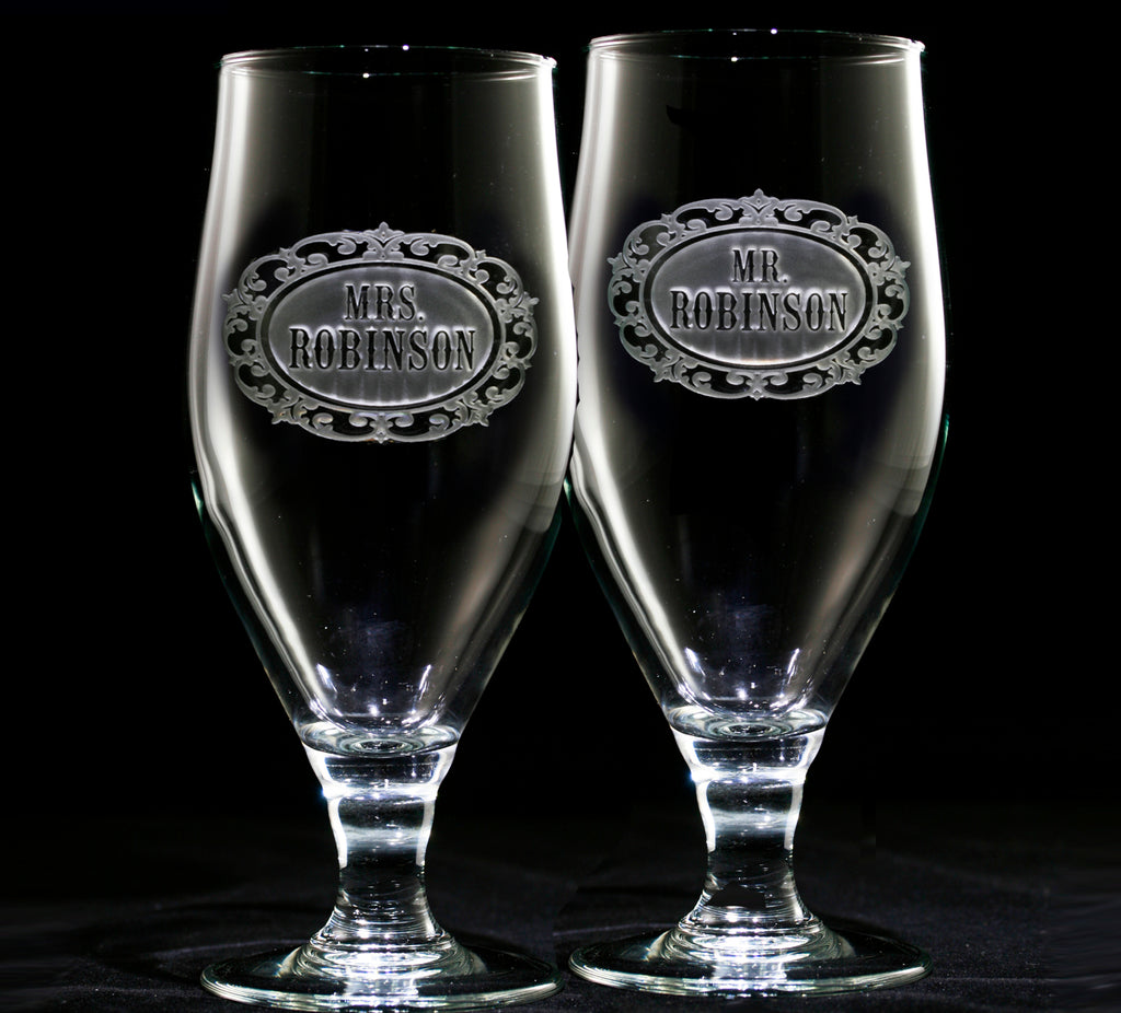 Mr. and Mrs. Personalized Engraved Goblet Set
