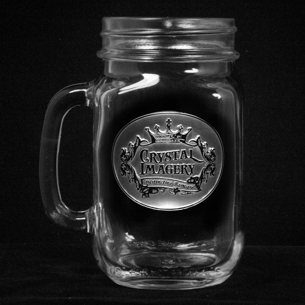 Logo Mason Jar Mugs. Engraved