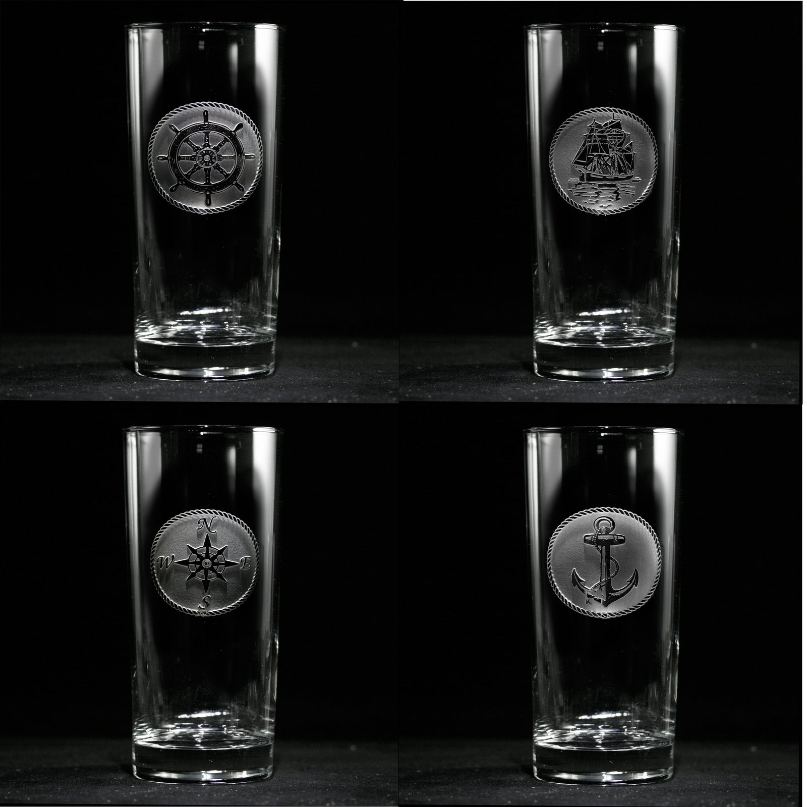 Nautical Beach Highball Cooler Glass