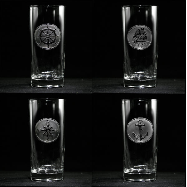 Nautical Beach Highball Cooler Glass