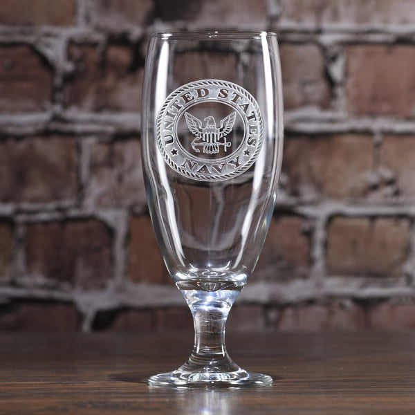 Navy Engraved Water Iced Tea Goblet